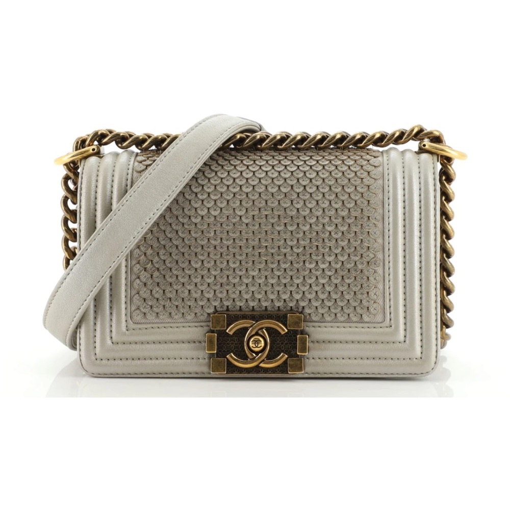 Chanel boy flap bag, scaled lambskin, small